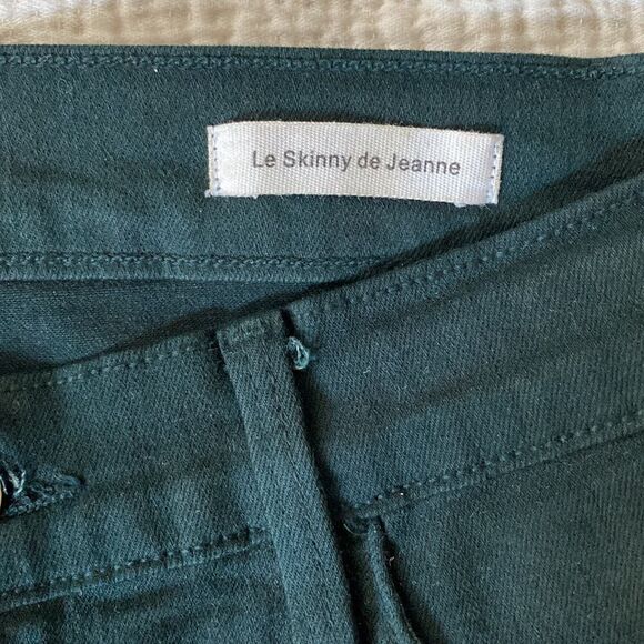 💙 FRAME Le Skinny de Jeanne Hunter Green Distressed Skinny Denim Size 27 - Picture 5 of 7